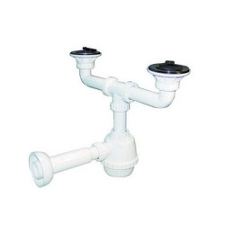 SIFONE PVC 2 VIE C / PILETTA PER PORCELLANA CON CANOTTO 1"1/4