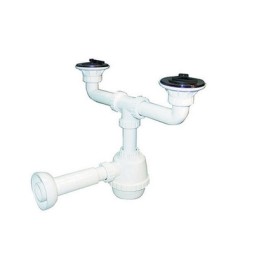 SIFONE PVC 2 VIE C / PILETTA PER PORCELLANA CON CANOTTO 1"1/4