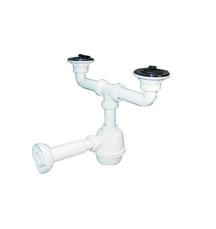 SIFONE PVC 2 VIE C / PILETTA PER PORCELLANA CON CANOTTO 1"1/4