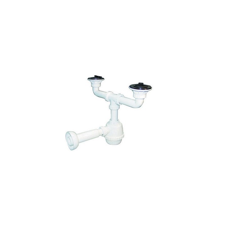 SIFONE PVC 2 VIE C / PILETTA PER PORCELLANA CON CANOTTO 1"1/4