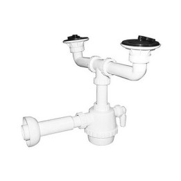SIFONE PVC 2 VIE C / PILETTA E SCARICO LAVATRICE C/CANOTTO 1"1/4