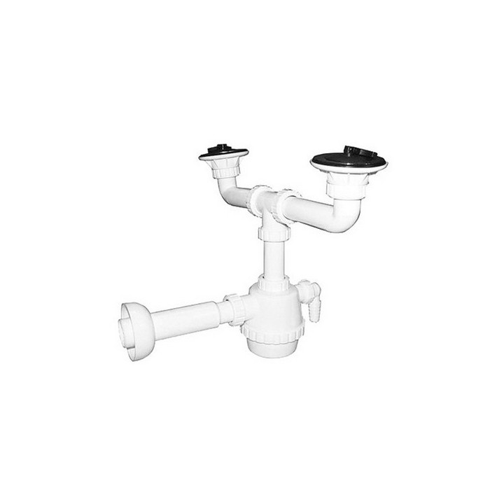 SIFONE PVC 2 VIE C / PILETTA E SCARICO LAVATRICE C/CANOTTO 1"1/4