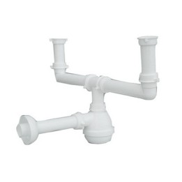 SIFONE TIPO "M" PER LAVELLI INOX A 2 VIE SENZA PILETTA (MARCHIO LIRA) 1"1/2