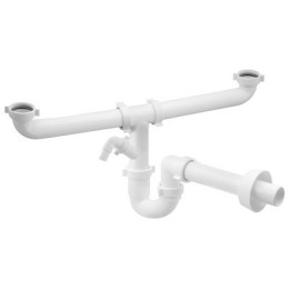 SIFONE PER LAVELLO MAGNUM 2 VIE AUTOPULENTE CON ATTACCO LAVATRICE 1" 1/2