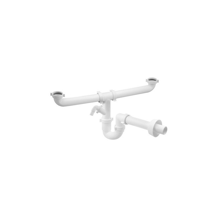 SIFONE PER LAVELLO MAGNUM 2 VIE AUTOPULENTE CON ATTACCO LAVATRICE 1" 1/2