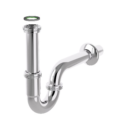 SIFONE A P IN ACCIAIO TUBULAR INOX Cromato 1"1/4 x 32 mm