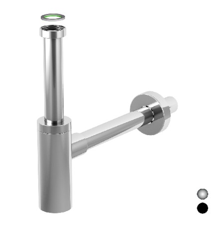 SIFONE D'ARREDO PER LAVABO INOX MATER 1"1/4 x 32 Finitura Nero Opaco