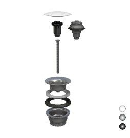 PILETTA A SCATTO PER LAVABO E BIDET MANITAPI Tappo in acciaio inox cromato