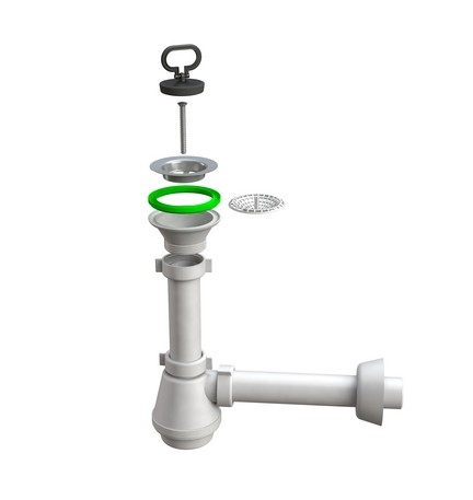 SIFONE LAVELLO A FIASCA "MAGNUM" A UNA VIA 1"1/2 D. 40 X 230 mm