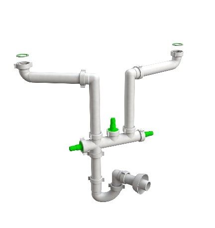 SIFONE LAVELLO SALVA-SPAZIO "SPACE 2" 1"1/2