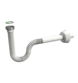 SIFONE ESTENSIBILE "SIFONCELLO" C/GHIERA METALLO 1"1/4 Bianco