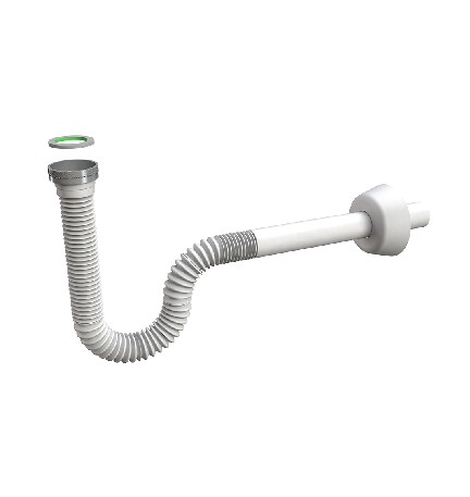 SIFONE ESTENSIBILE "SIFONCELLO" C/GHIERA METALLO 1"1/4 Bianco