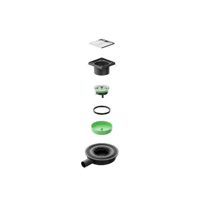 PILETTA MINI DRAIN SCARICO PAVIMENTO ULTRA RIBASSATO Sca D. 40 H. 45 mm 10x10