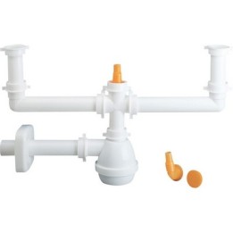 SIFONE TIPO M PER LAVELLI A 2 VIE CON ATTACCO LAVASTOVIGLIE VERTICALE 1"1/2