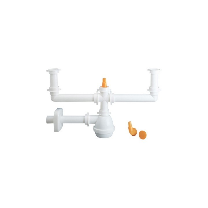 SIFONE TIPO M PER LAVELLI A 2 VIE CON ATTACCO LAVASTOVIGLIE VERTICALE 1"1/2