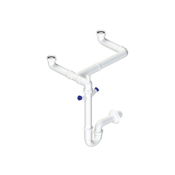 SIFONE AUTOPULENTE A 2 VIE E 2 ATTACCHI LAVASTOVIGLIE Uscita DN40