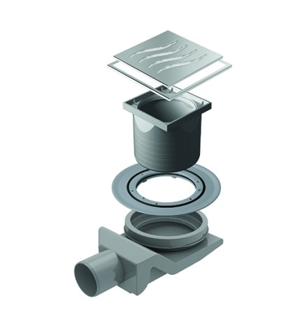 CANALINA SCARICO DOCCIA QUADRATA ONDA 10x10