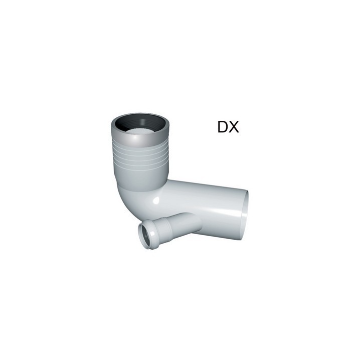 CURVA WC PROLUNGATA 1 ATTACCO CON GUARNIZIONE E TAPPO D. 110-116-40 DX