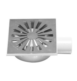 CHIUSINO SIFONATO IN ABS CON GRIGLIA CROMATA mm. 150 x 150