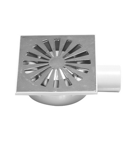 CHIUSINO SIFONATO IN ABS CON GRIGLIA CROMATA mm. 150 x 150