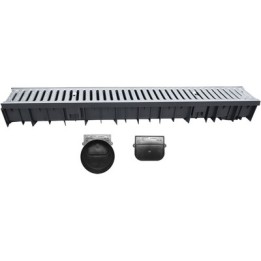 CANALE WAVEDRAIN CON GRIGLIA ACCIAIO ZINCATO + TESTATA E SCARICO D.110 1000 mm