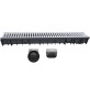 CANALE WAVEDRAIN CON GRIGLIA ACCIAIO ZINCATO + TESTATA E SCARICO D.110 1000 mm