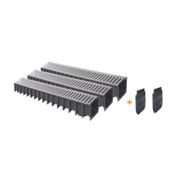 KIT 3 PZ CANALE IN PP CON GRIGLIA IN ACCIAIO ZINCATO IKARODRAIN 100x100 - 1000 mm