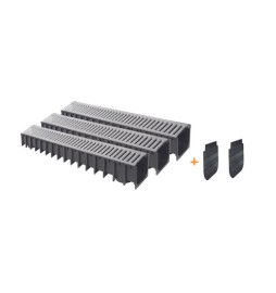 KIT 3 PZ CANALE IN PP CON GRIGLIA IN ACCIAIO ZINCATO IKARODRAIN 100x100 -...