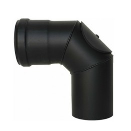 CURVA ISPEZIONABILE CON PORTELLO PELLET SMALTATO Diam. 80
