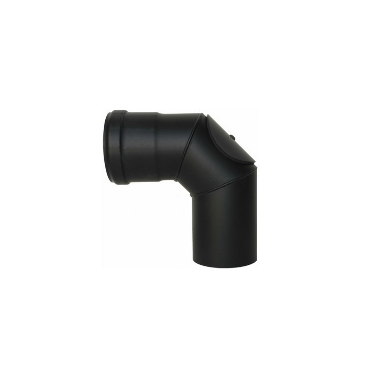 CURVA ISPEZIONABILE CON PORTELLO PELLET SMALTATO Diam. 80