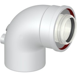 CURVA 87° COASSIALE M/F DN 60-100 CON PRESE ANALISI Diam. 60/100