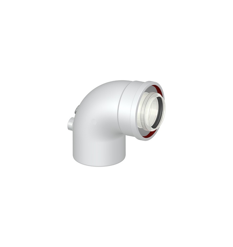 CURVA 87° COASSIALE M/F DN 60-100 CON PRESE ANALISI Diam. 60/100