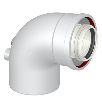 CURVA 87° COASSIALE M/F DN 60-100 CON PRESE ANALISI Diam. 60/100