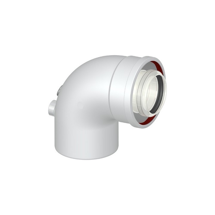 CURVA 87° COASSIALE M/F DN 60-100 CON PRESE ANALISI Diam. 60/100