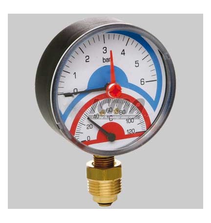 TERMOMANOMETRO RADIALE ATTACCO LATERALE - 1/2 0÷4 Atm 0÷120°c