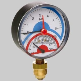 TERMOMANOMETRO RADIALE ATTACCO LATERALE - 1/2 0÷6 Atm 0÷120°c