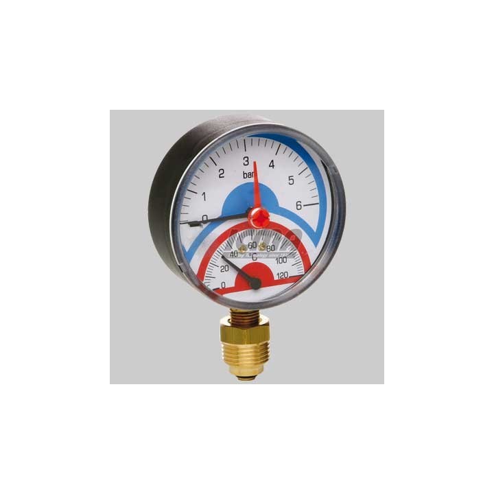 TERMOMANOMETRO RADIALE ATTACCO LATERALE - 1/2 0÷10 Atm 0÷120°c