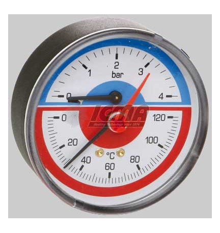 TERMOMANOMETRO ATTACCO POSTERIORE - 1/2 0÷10 Atm 0÷120°c