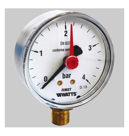 MANOMETRO CASSA IN ACCIAIO Ø 80 LATERALE - 0 - 6 bar G 3/8