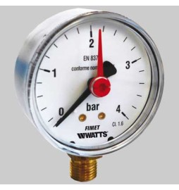 MANOMETRO CASSA IN ACCIAIO Ø 80 LATERALE - 0 - 10 bar G 3/8