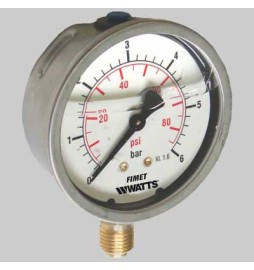 MANOMETRO Ø 63 A BAGNO DI GLICERINA LATERALE - 0 - 6 bar| PSI G/14
