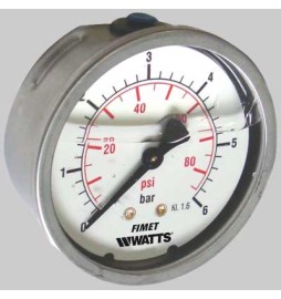 MANOMETRO Ø 63 A BAGNO DI GLICERINA POSTERIORE - 0 - 20 bar| PSI G 1/4