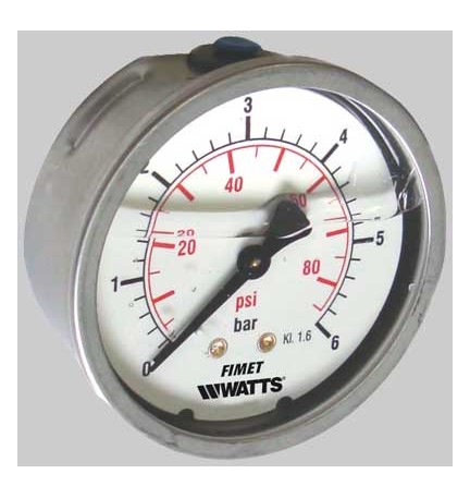 MANOMETRO Ø 63 A BAGNO DI GLICERINA POSTERIORE - 0 - 20 bar| PSI G 1/4
