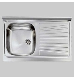 LAVELLO INOX UNA VASCA APPOGGIO - 80 x 50 Dx