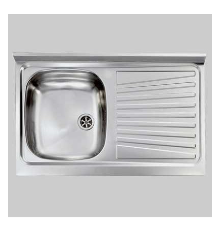 LAVELLO INOX UNA VASCA APPOGGIO - 80 x 50 Sx