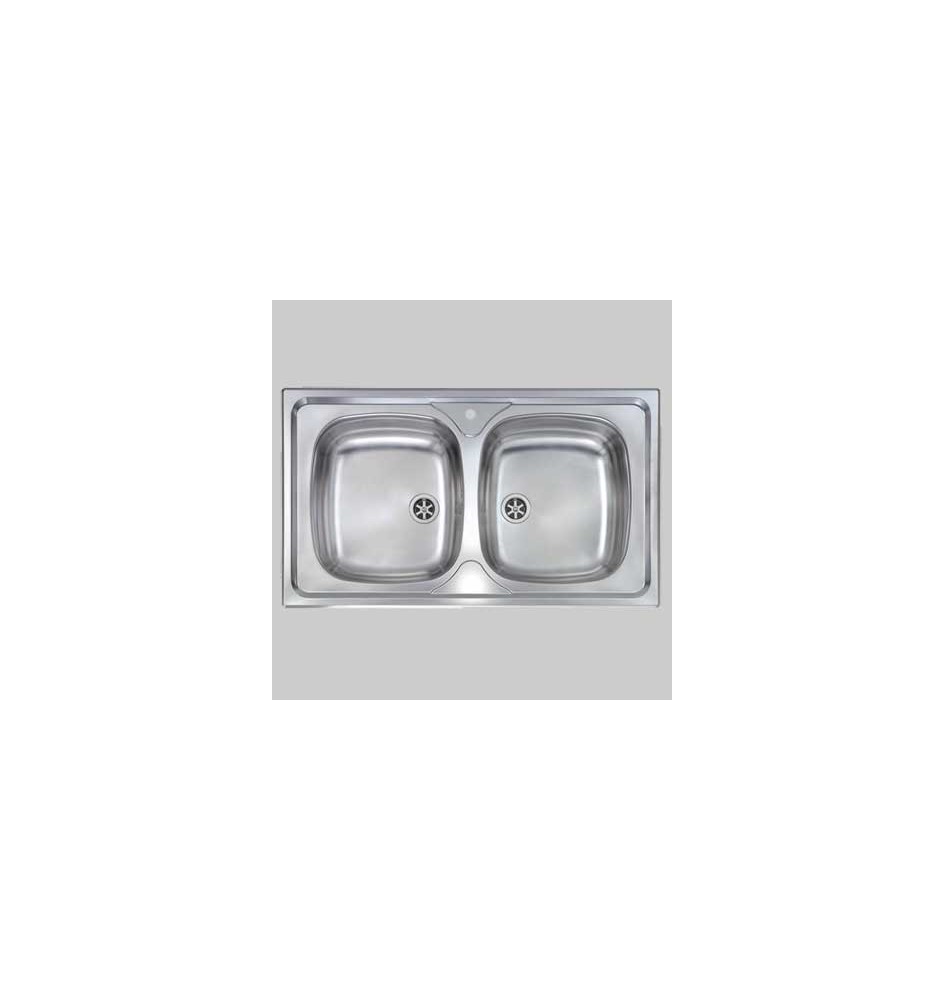 LAVELLO INOX DUE VASCHE INCASSO - 86 x 50