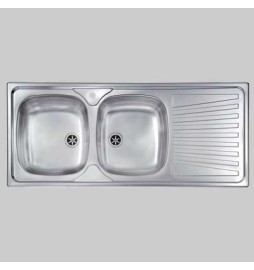 Lavello inox 2 vasche incasso c/gocciolatoio - 116 X 50 Dx