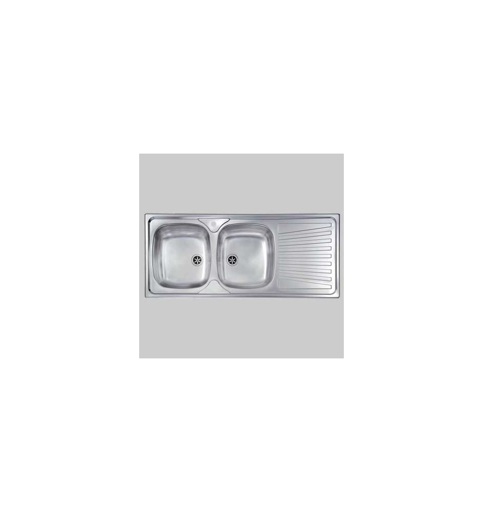 Lavello inox 2 vasche incasso c/gocciolatoio - 116 X 50 Dx