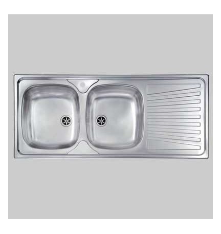 Lavello inox 2 vasche incasso c/gocciolatoio - 116 X 50 Dx