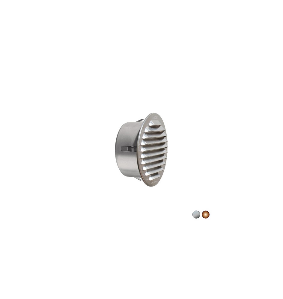 GRIGLIA TONDA IN METALLO DA INCASSO CON IMBOCCO IN PLASTICA Allum. D. 100 mm - Imb. 70 mm